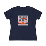 Wave Tee - Happiness Comes in Waves Women's Cotton Tee