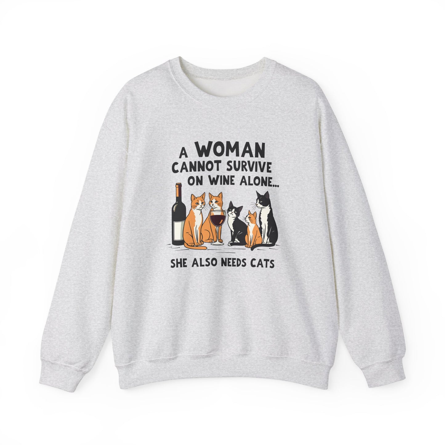 Funny Wine and Cats Sweatshirt - Adult