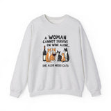 Funny Wine and Cats Sweatshirt - Adult