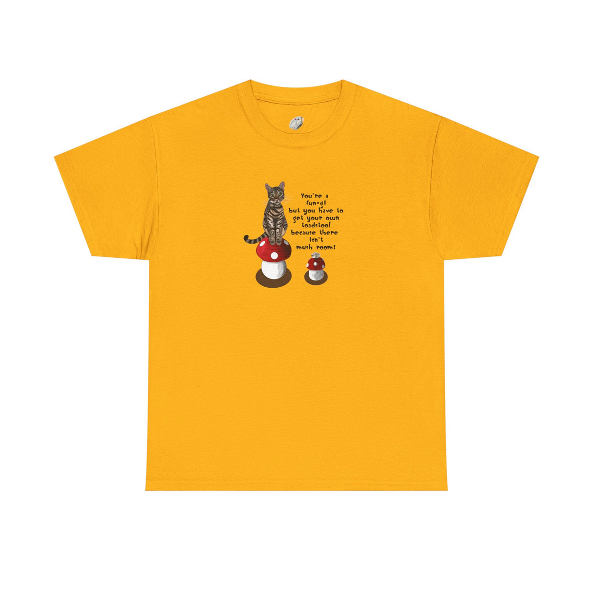 Fun-gi T-Shirt — Hand-Drawn Flounder & Mouse Toy on Toadstools, "You're a fun-gi" Design