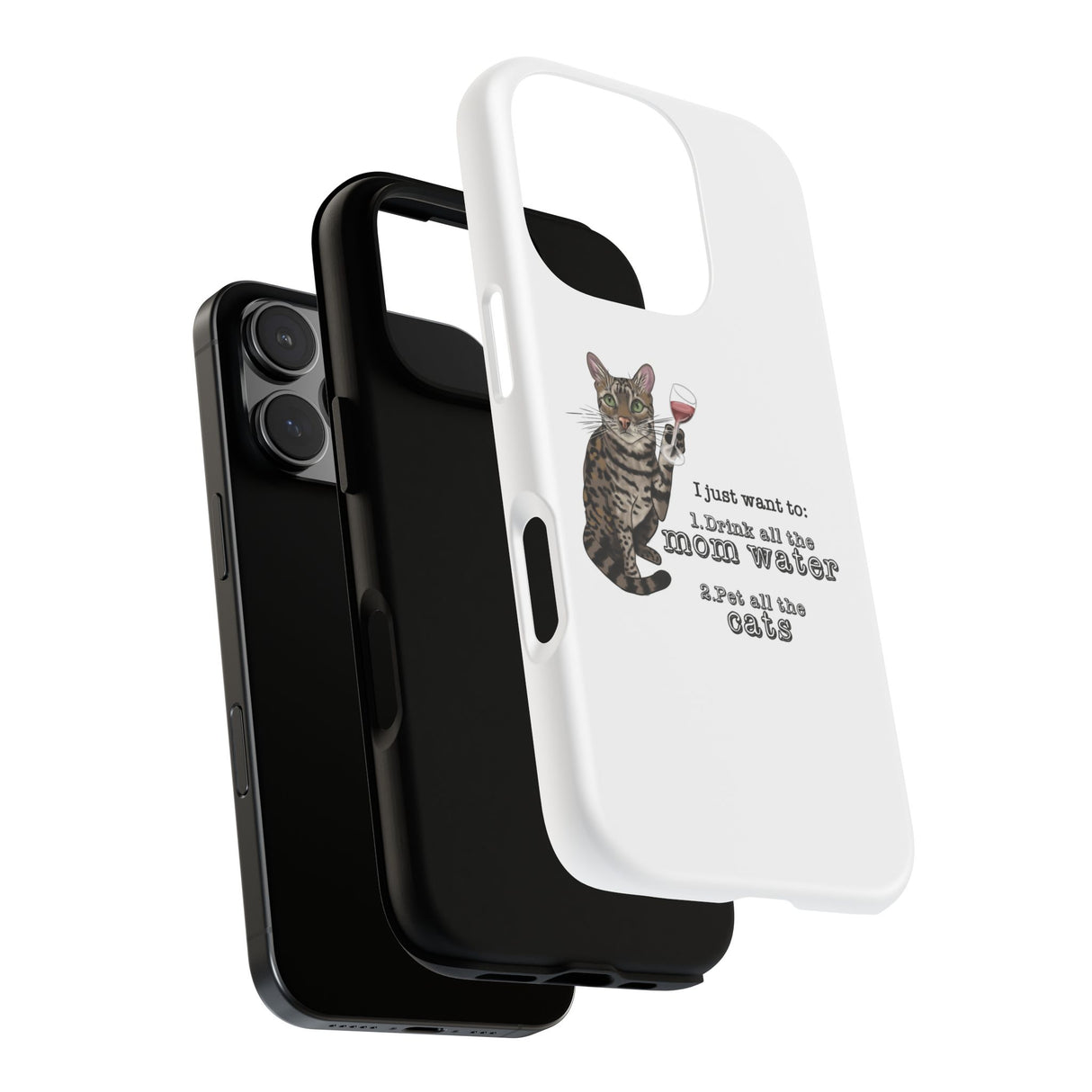 Flounder the Talking Cat Wine Glass Phone Case – "II just want to drink all the mom water"