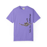Purr-lunge Unisex T-shirt with Flounder the Purrmaid Design