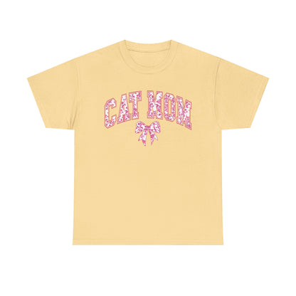 Pink Cat Mom Coquette Style - Cotton Tee