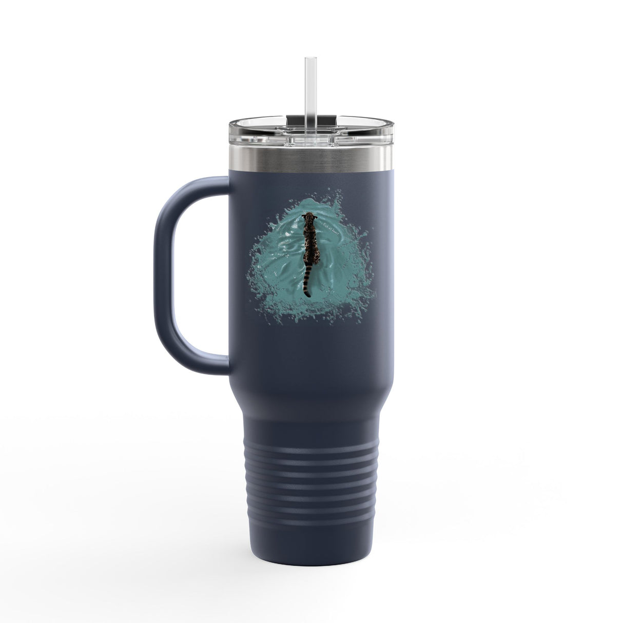 40oz Insulated Travel Mug — "Fish at Heart" Flounder the Purrmaid Hand-Drawn Travel Tumbler