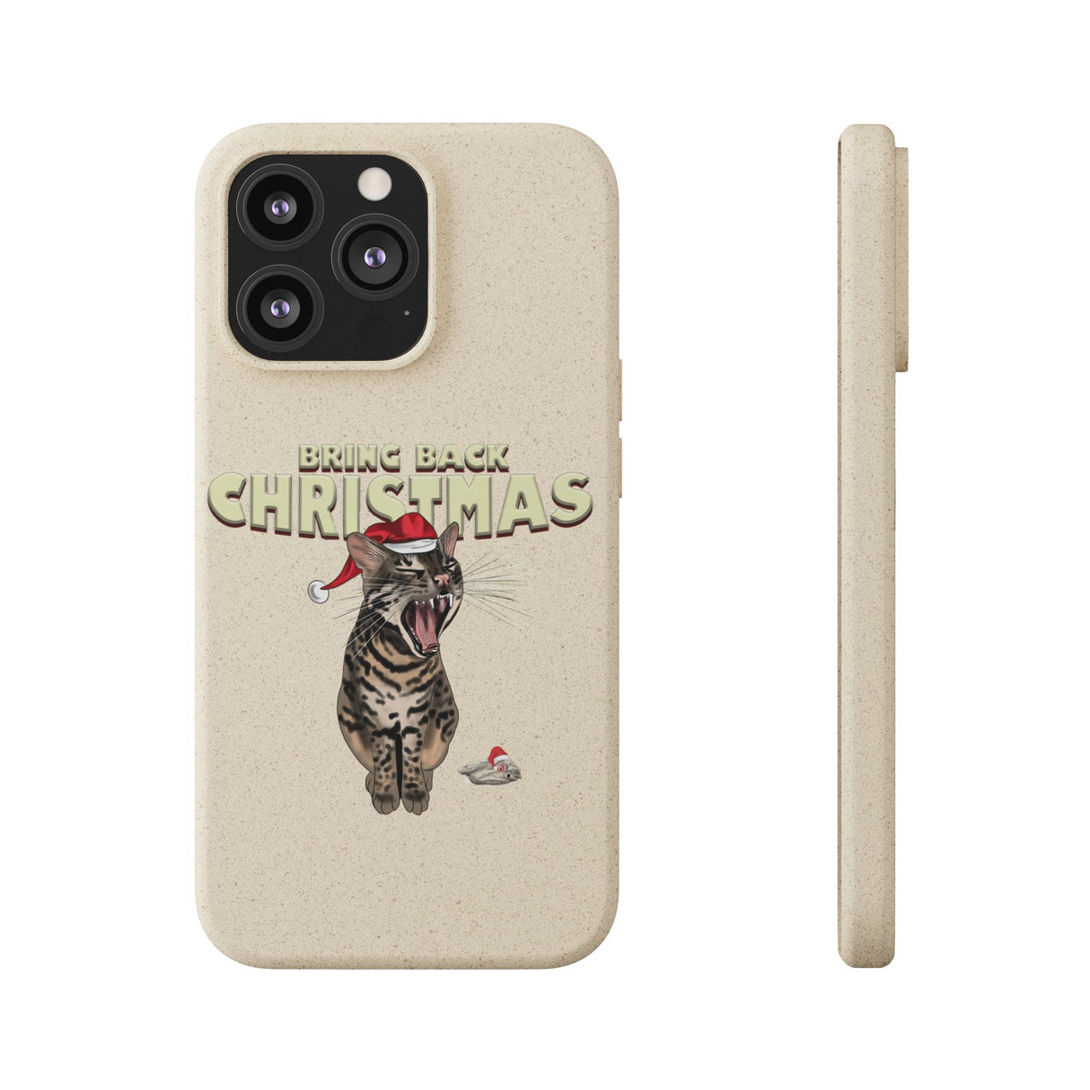 Flounder Cat - Bring Back Christmas Biodegradable Phone Case – Festive & Eco-Friendly