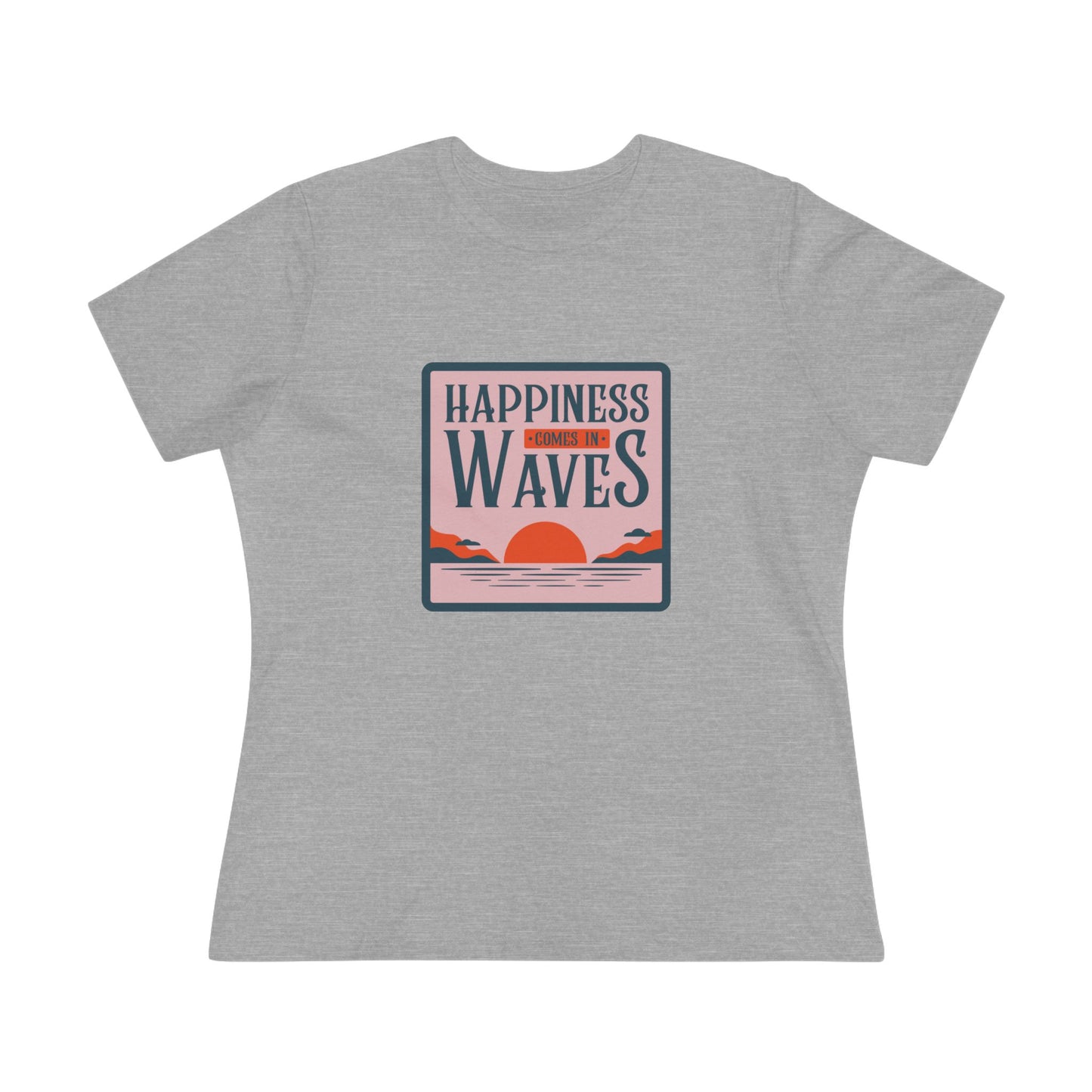 Wave Tee - Happiness Comes in Waves Women's Cotton Tee