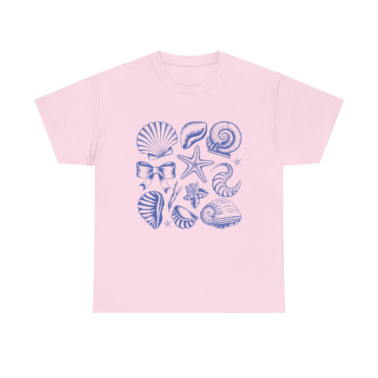 Blue Coastal Coquette Shell Cotton T-Shirt