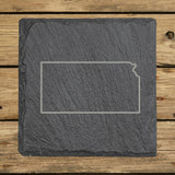 Kansas Slate Coaster Set – Engraved Natural Stone (Set of 4)