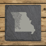 Missouri Slate Coaster Set – Engraved Natural Stone (Set of 4)