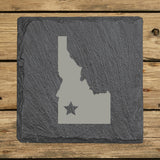 Idaho Slate Coaster Set – Engraved Natural Stone (Set of 4)