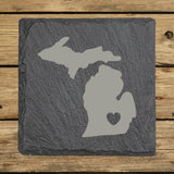 Michigan Slate Coaster Set – Engraved Natural Stone (Set of 4)