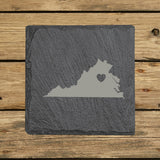 Virginia Slate Coaster Set – Engraved Natural Stone (Set of 4)