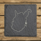 West Virginia Slate Coaster Set – Engraved Natural Stone (Set of 4)