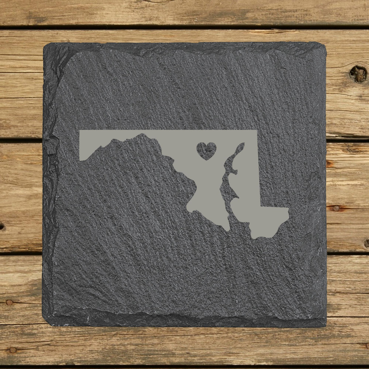 Maryland Slate Coaster Set – Engraved Natural Stone (Set of 4)