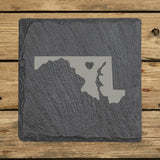 Maryland Slate Coaster Set – Engraved Natural Stone (Set of 4)
