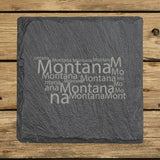 Montana Slate Coaster Set – Engraved Natural Stone (Set of 4)