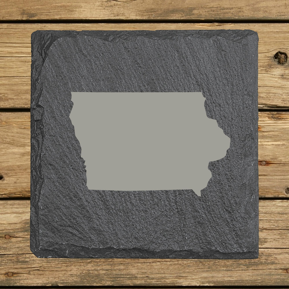 Iowa Slate Coaster Set – Engraved Natural Stone (Set of 4)