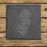 New Jersey Slate Coaster Set – Engraved Natural Stone (Set of 4)