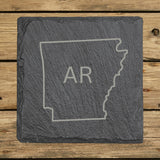 Arkansas Slate Coaster Set – Engraved Natural Stone (Set of 4)