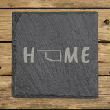 Oklahoma Slate Coaster Set – Engraved Natural Stone (Set of 4)