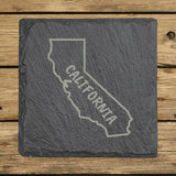 California Slate Coaster Set – Engraved Natural Stone (Set of 4)