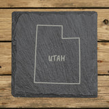 Utah Slate Coaster Set – Engraved Natural Stone (Set of 4)