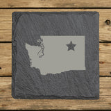 Washington Slate Coaster Set – Engraved Natural Stone (Set of 4)