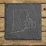 Rhode Island Slate Coaster Set – Engraved Natural Stone (Set of 4)