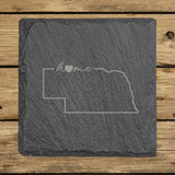 Nebraska Slate Coaster Set – Engraved Natural Stone (Set of 4)