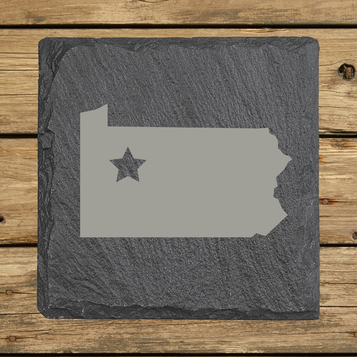 Pennsylvania Slate Coaster Set – Engraved Natural Stone (Set of 4)