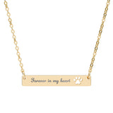 Fiki's  Paw Bar Necklace — "Forever in My Heart" Pet Loss Memorial Jewelry