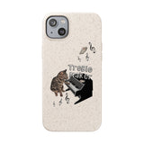 Phone case - Treble Maker Hand Drawn Design by Flounder's Mom, Nina Featuring Flounder the Purrmaid Playing Piano for Mouse Toy