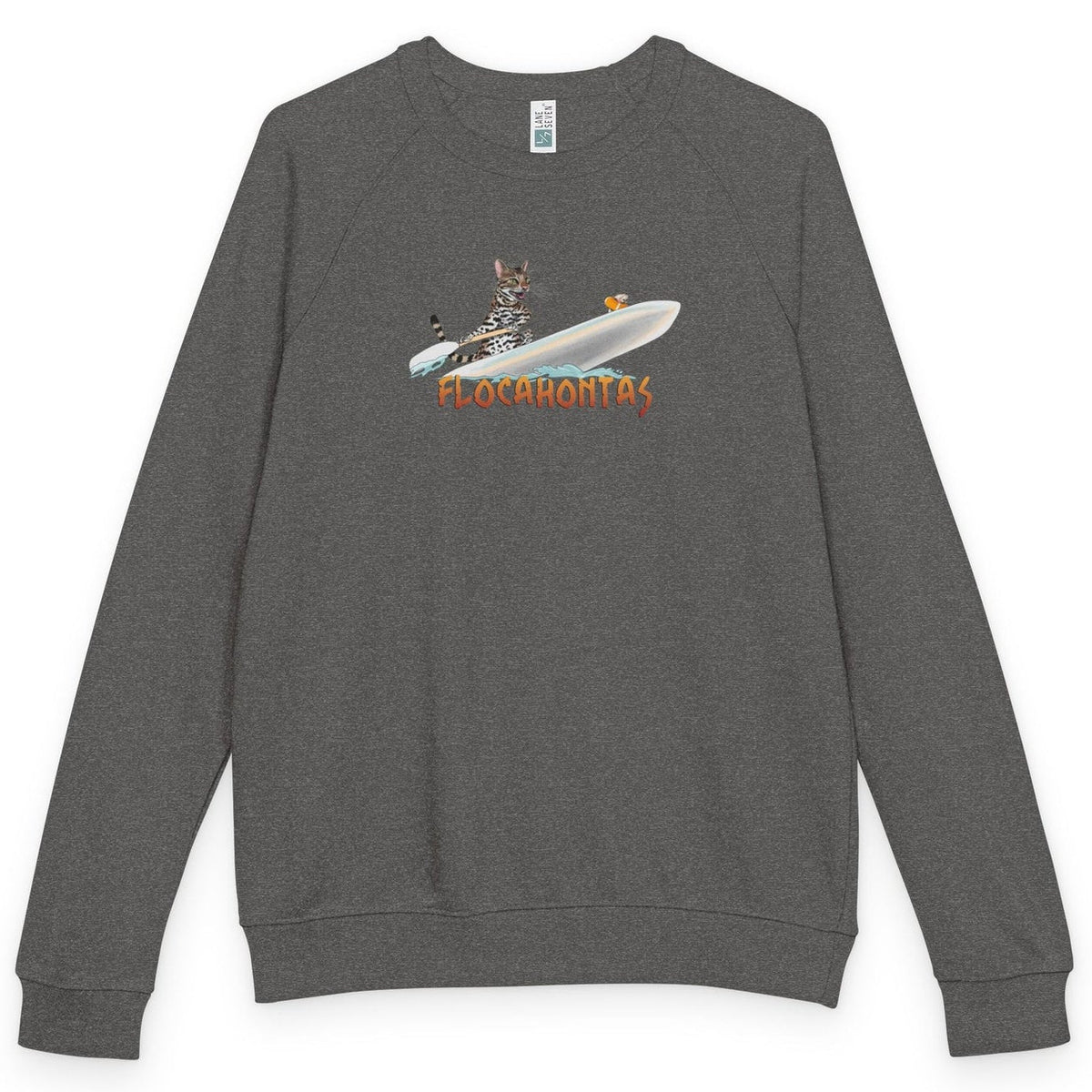 Flocahontas and Mouse Toy raglan crewneck - Charcoal Heather