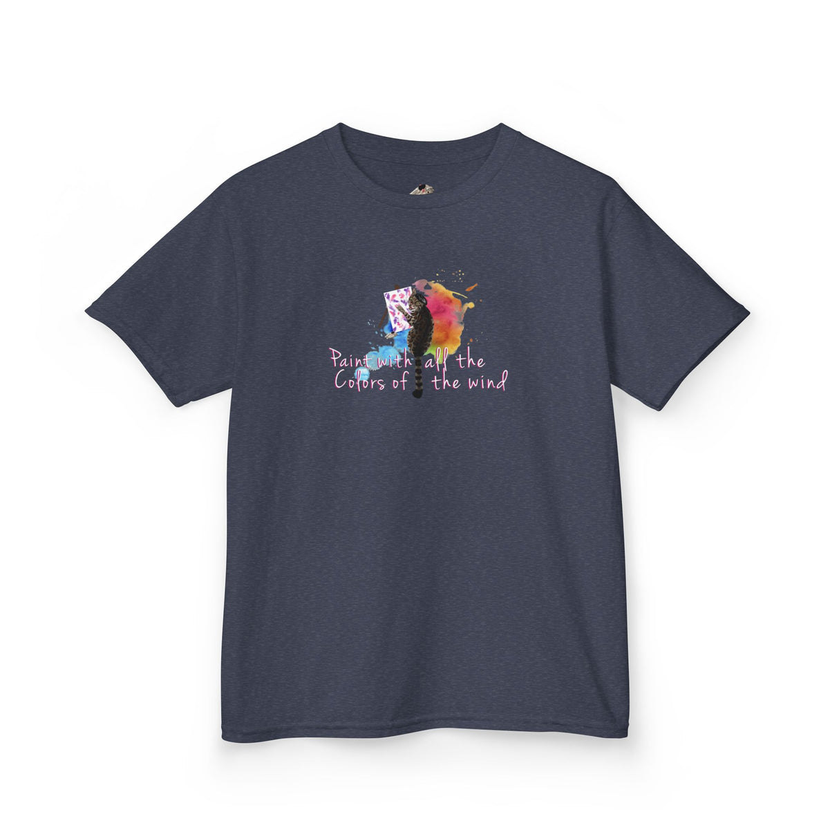 Kids Tee — “Paint With All The Colors Of The Wind” Flounder the Purrcasso Kids T-Shirt