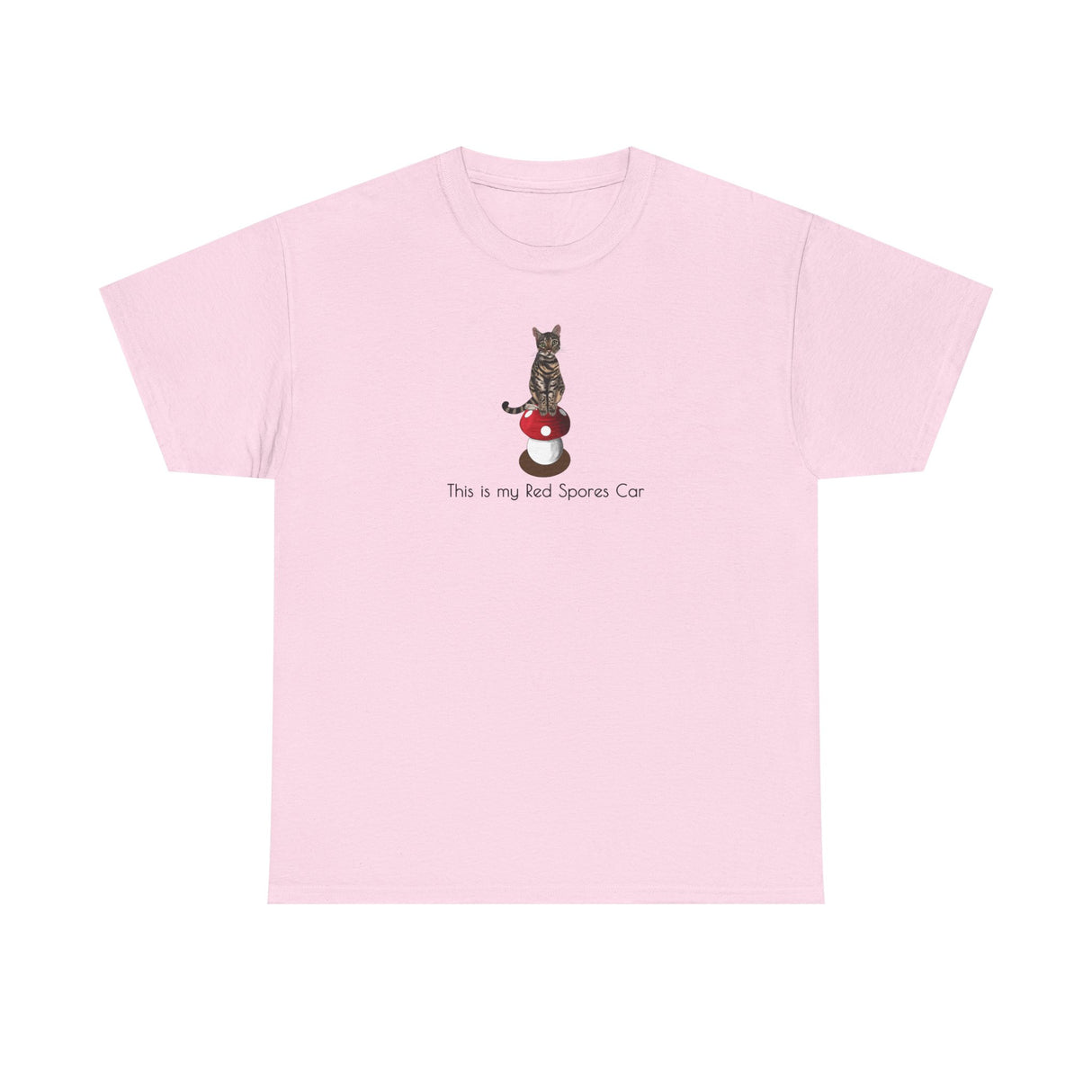 Red Spores Car Unisex Heavy Cotton Tee featuring Flounder and Mouse Toy on the Magical Mushroom