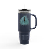 40oz Insulated Travel Mug — "Fish at Heart" Flounder the Purrmaid Hand-Drawn Travel Tumbler