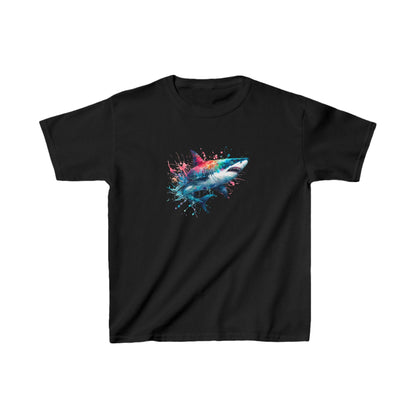 Colorful Shark Kids Tee - Watercolor Youth Shirt for Boys and Girls