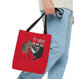 Tote Bag: Treble Maker Design by Nina featuring Flounder the Purrmaid Playing Piano for Mouse Toy