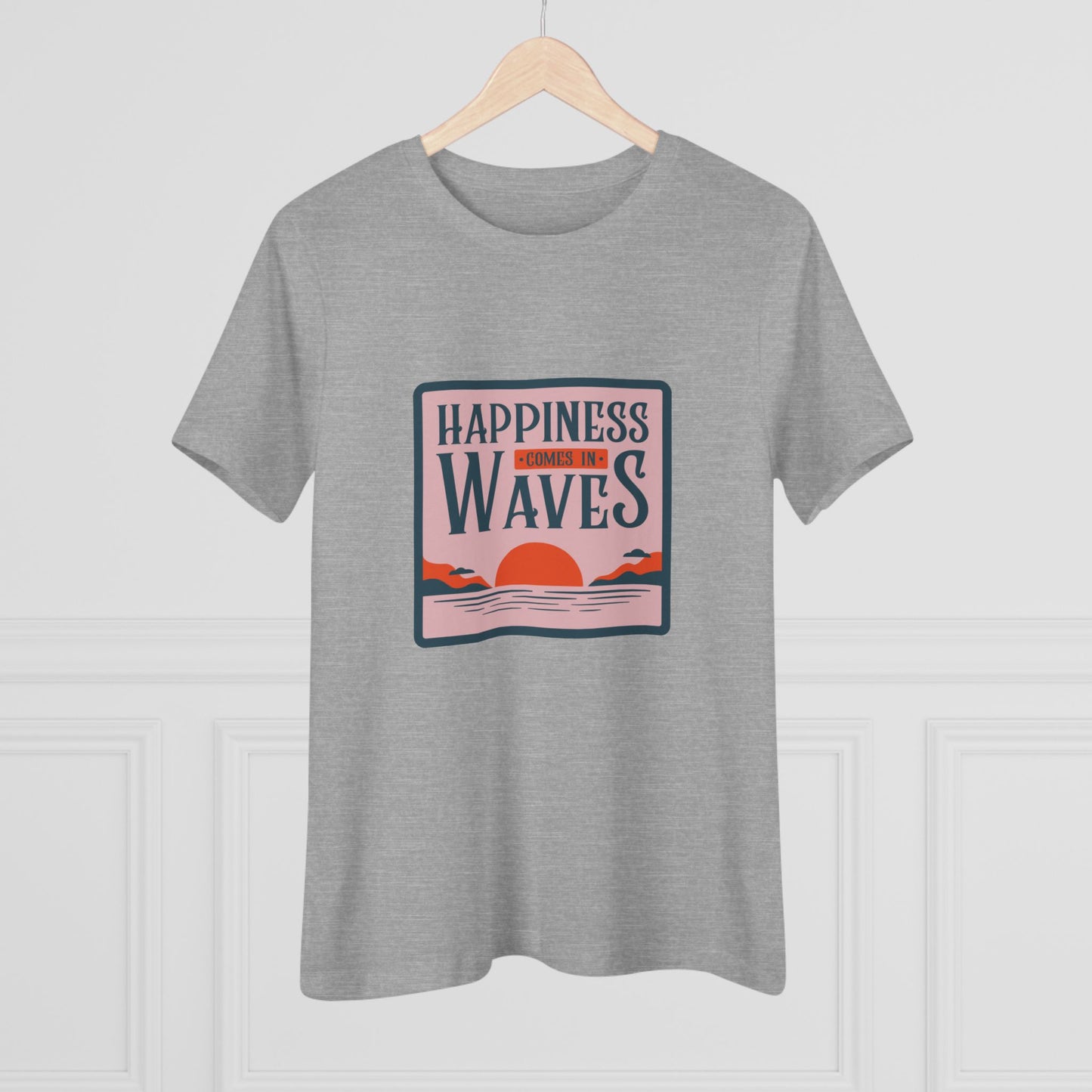 Wave Tee - Happiness Comes in Waves Women's Cotton Tee