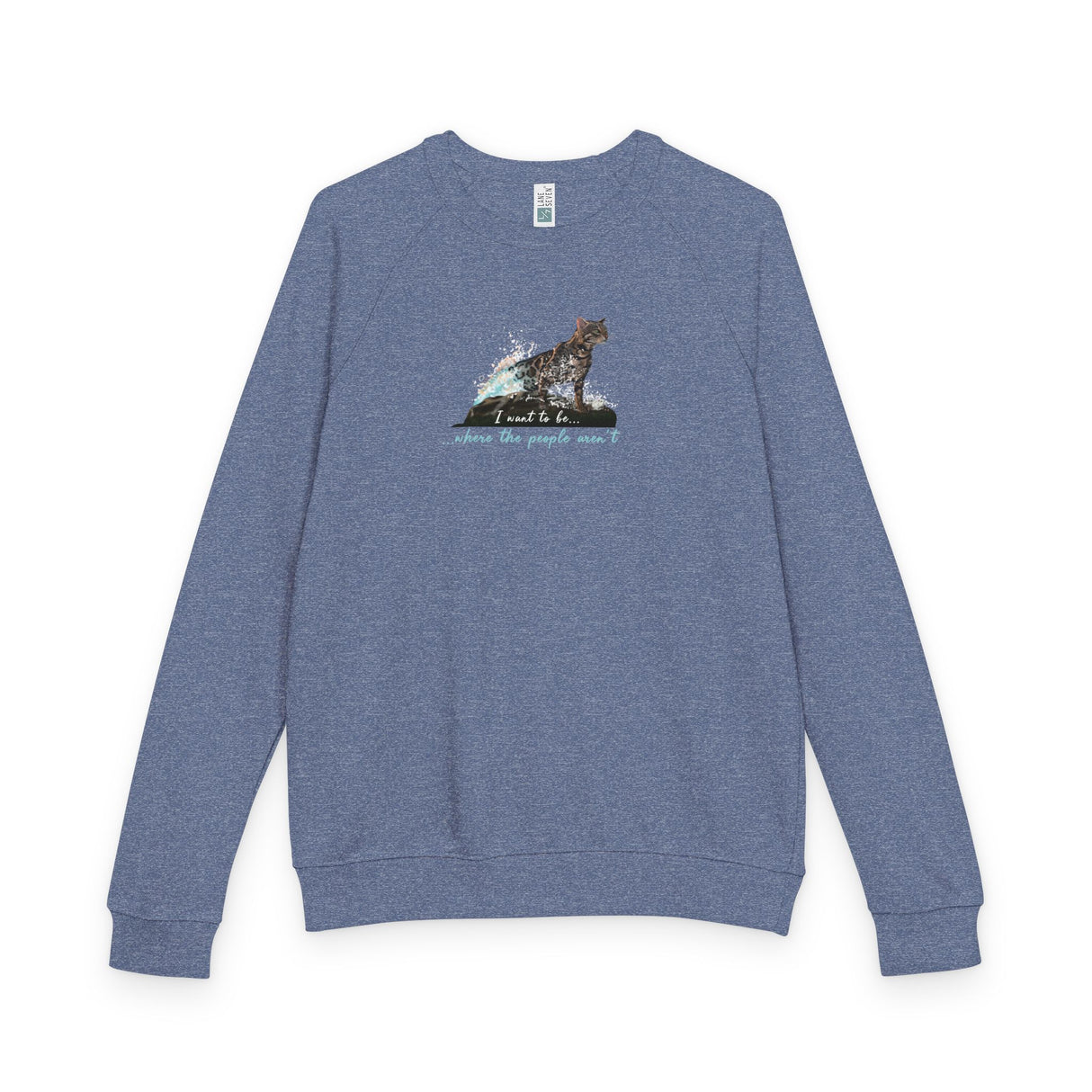 Purrmaid Flounder Raglan Crewneck — “I Want to Be Where the People Aren’t”