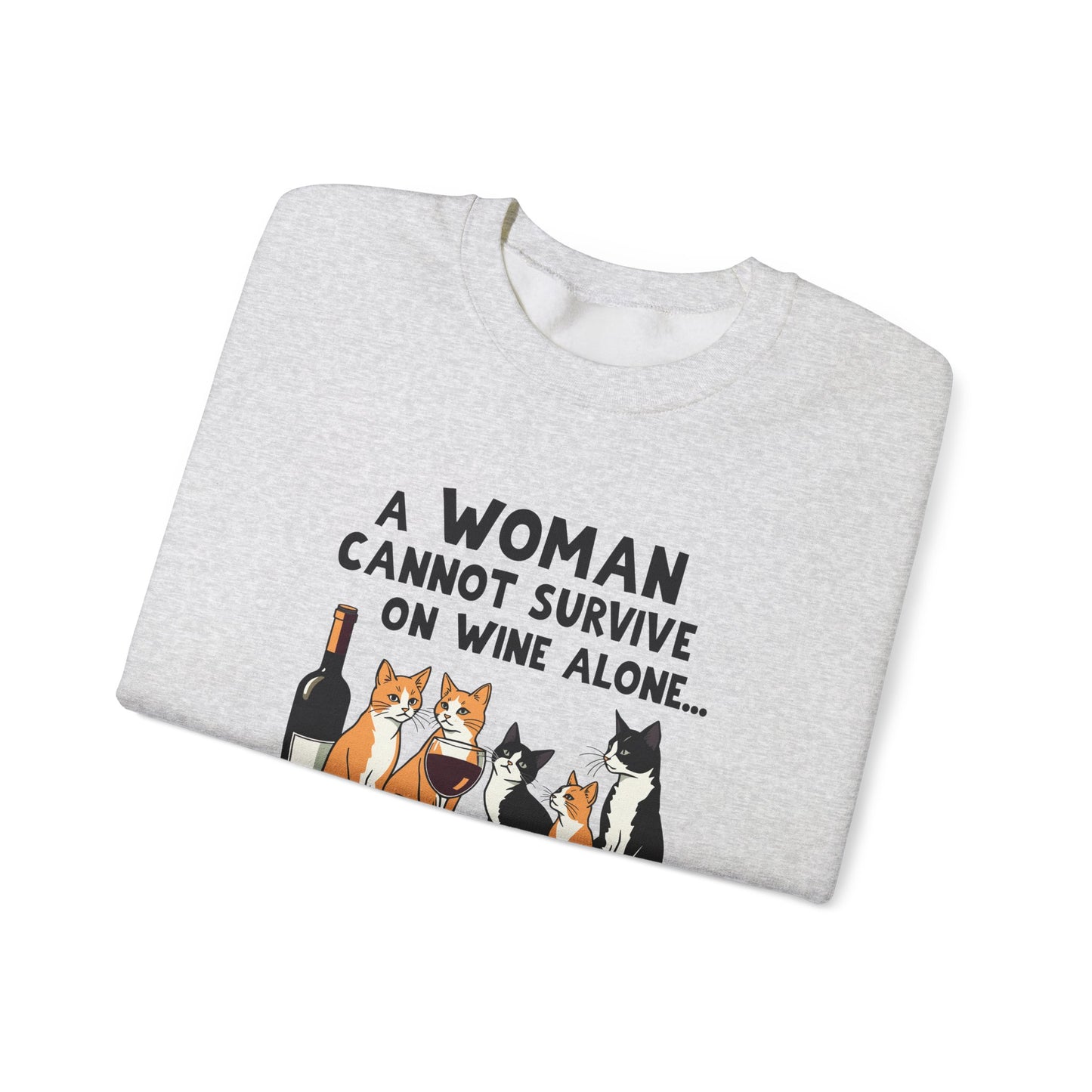 Funny Wine and Cats Sweatshirt - Adult