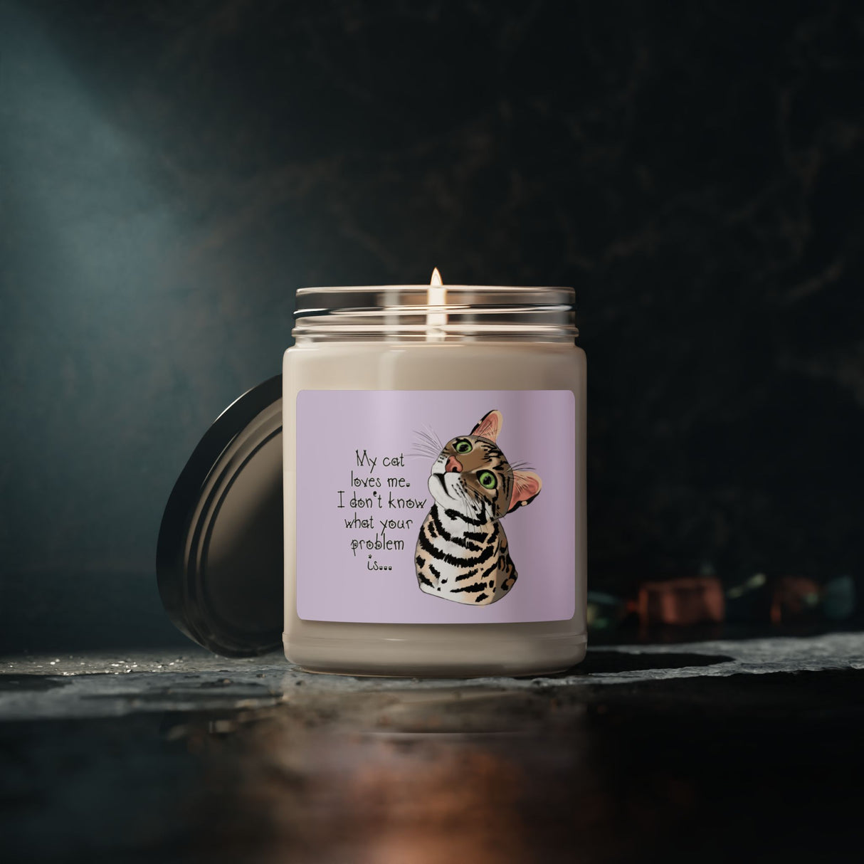 Flounder Cat - My Cat Loves Me Scented Soy Candle, 9oz – Relax & Unwind with Cozy Aromas