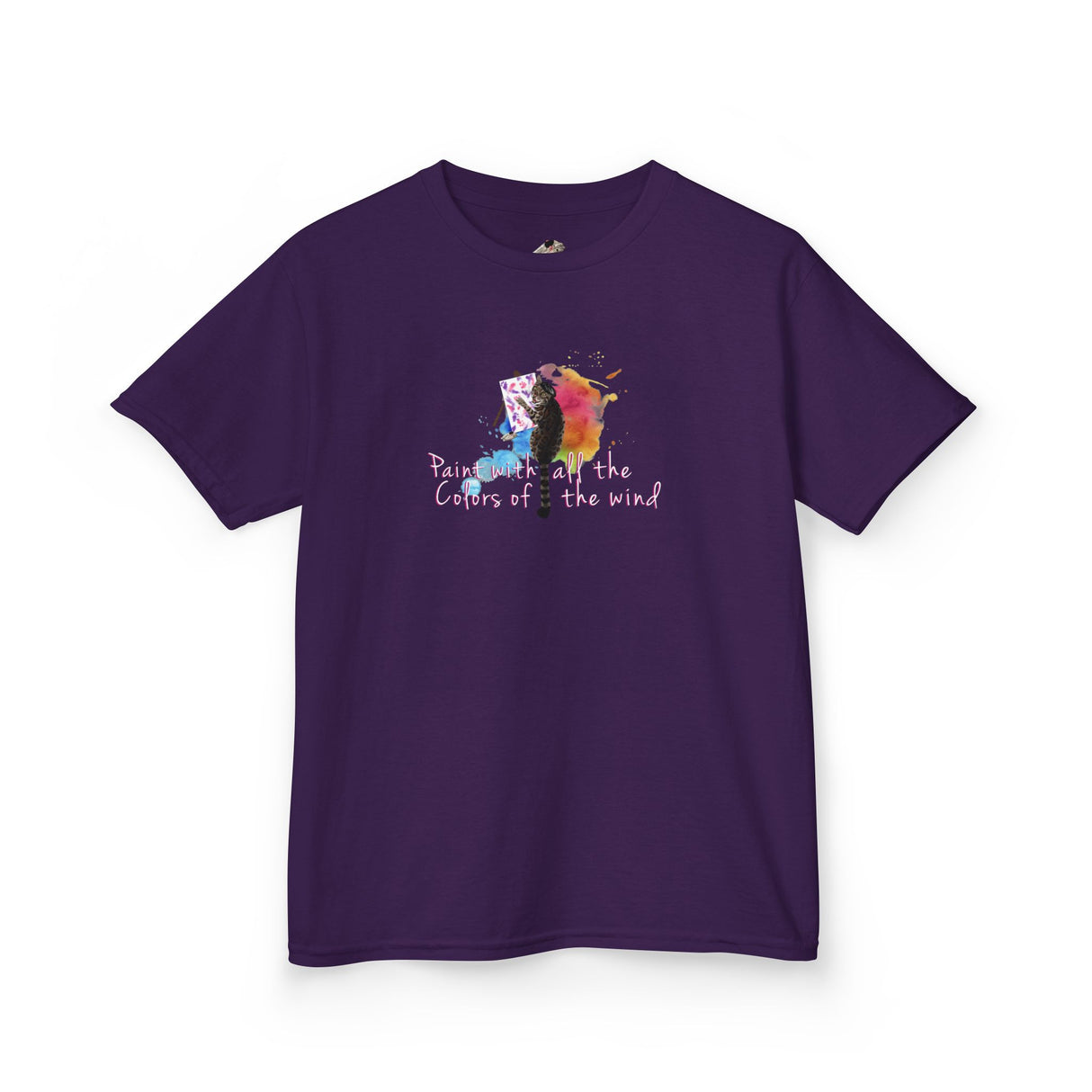 Kids Tee — “Paint With All The Colors Of The Wind” Flounder the Purrcasso Kids T-Shirt