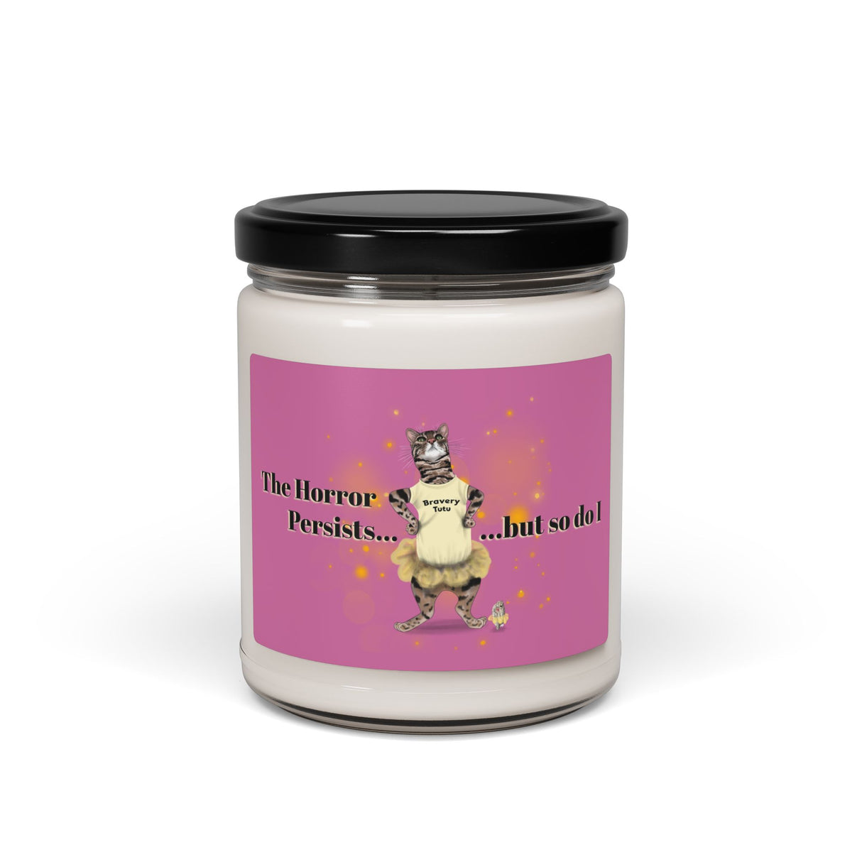 Scented Soy Candle, 9oz - Bravery Tutu design featuring Flounder with Mouse Toy by her side