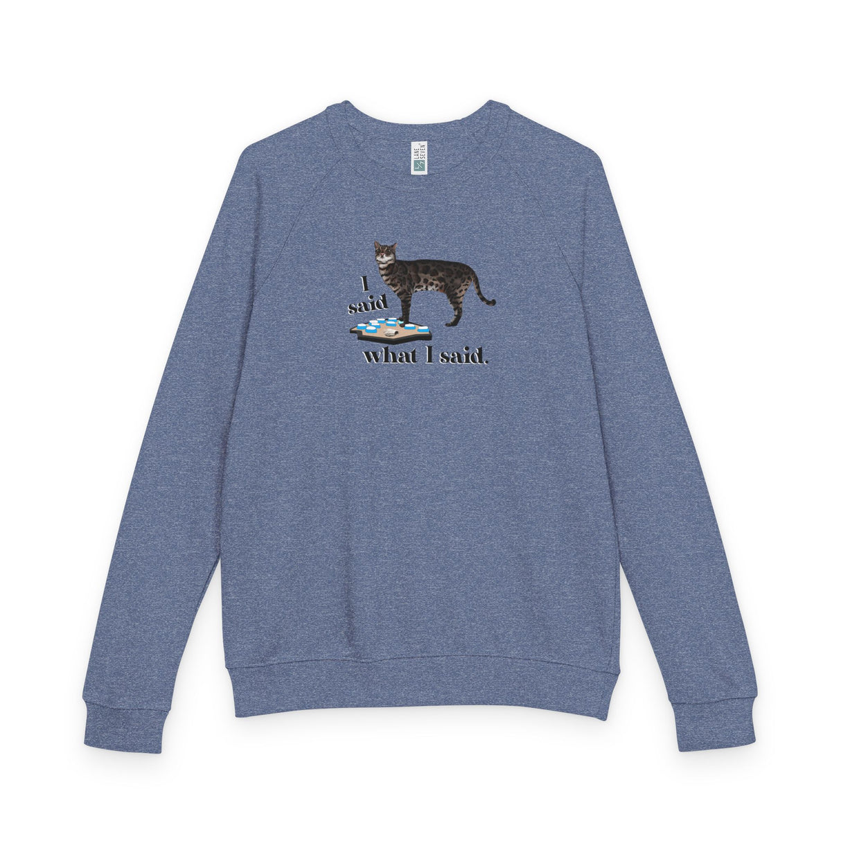 “I Said What I Said” Raglan Crewneck — Flounder Talking Pet Buttons Design