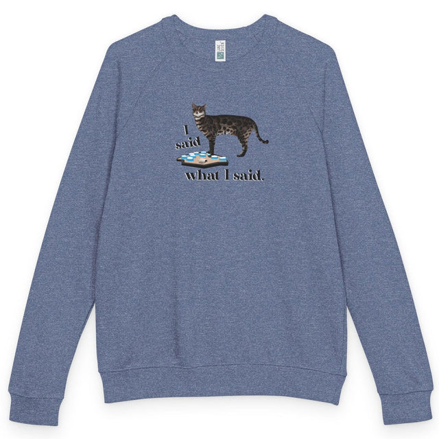 I Said What I Said raglan crewneck - Heather Denim
