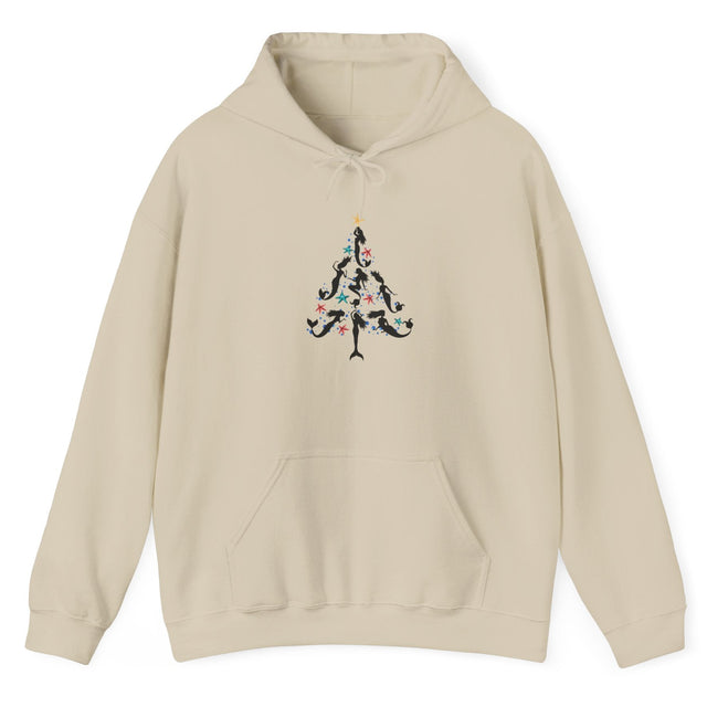 Mermaid Christmas Tree hoodie in sand
