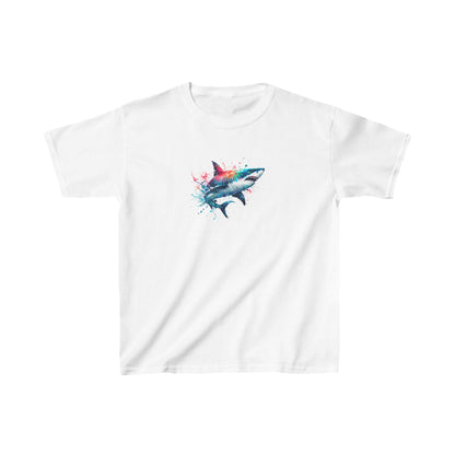 Colorful Shark Kids Tee - Watercolor Youth Shirt for Boys and Girls