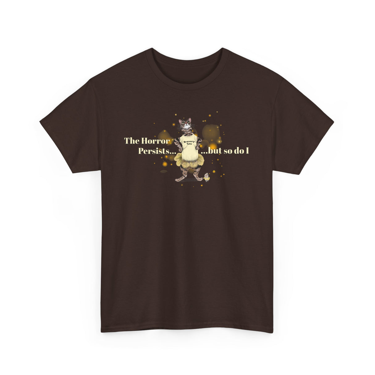 Unisex Heavy Cotton Tee - Bravery Tutu design featuring Flounder with Mouse Toy by her side