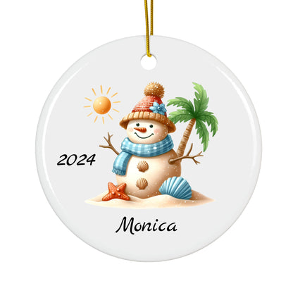 Personalized Coastal Christmas Ornament – Custom Ceramic Holiday Decor